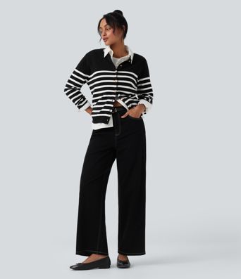 Cárdigan de trabajo a rayas con bloques de color