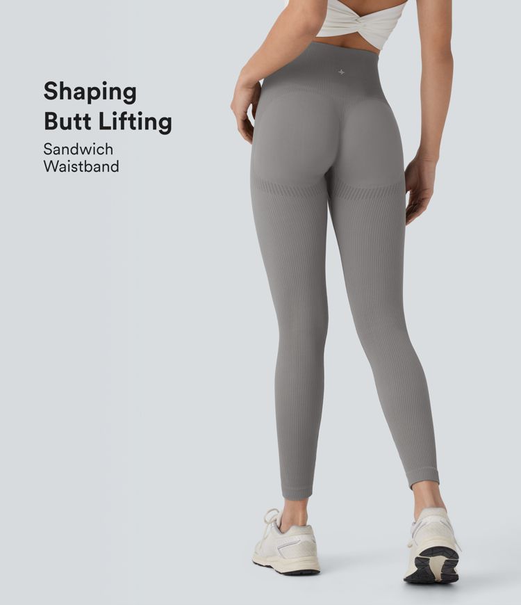 Legging de yoga 7/8 sans couture Seamless gainant et sculptant à taille haute
