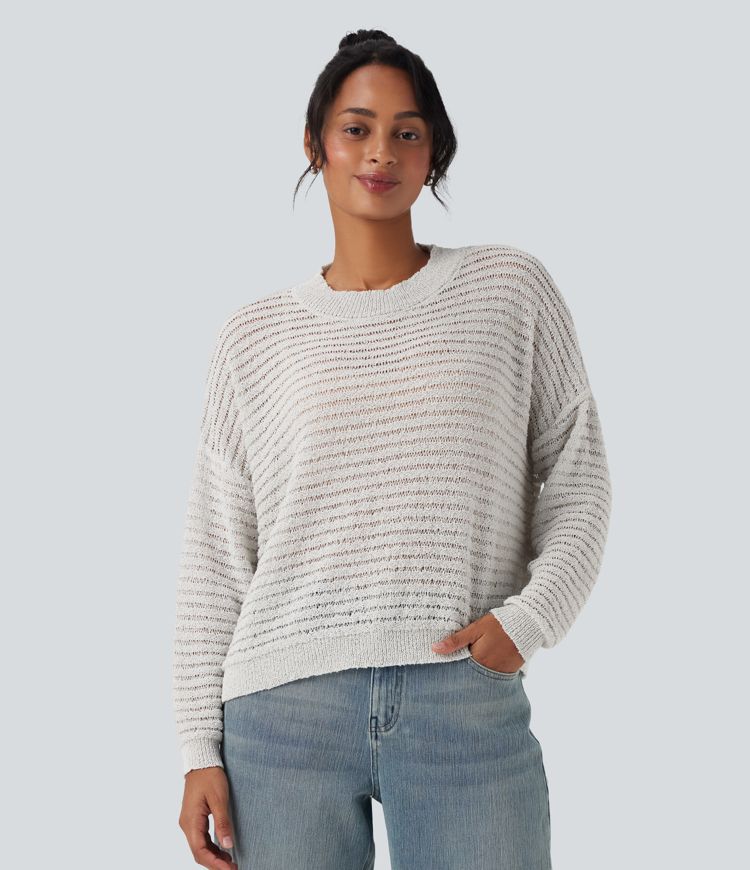 Round Neck Dropped Shoulder Relaxed Casual Jumper