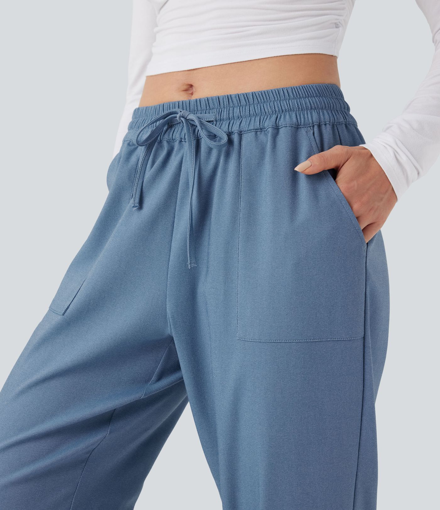 Mid Rise Drawstring Casual Joggers with Pockets