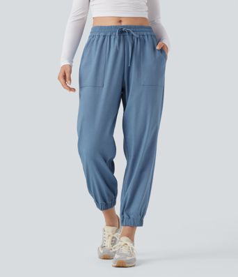 Mid Rise Drawstring Casual Joggers with Pockets