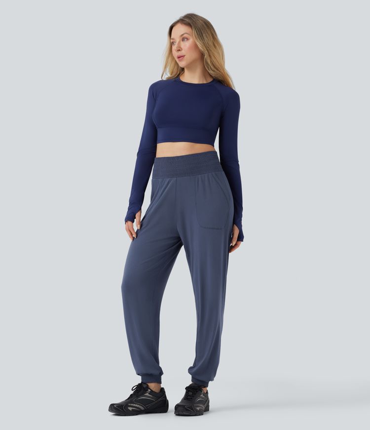 Seamless Flow High Waisted Workout Joggers with Pockets