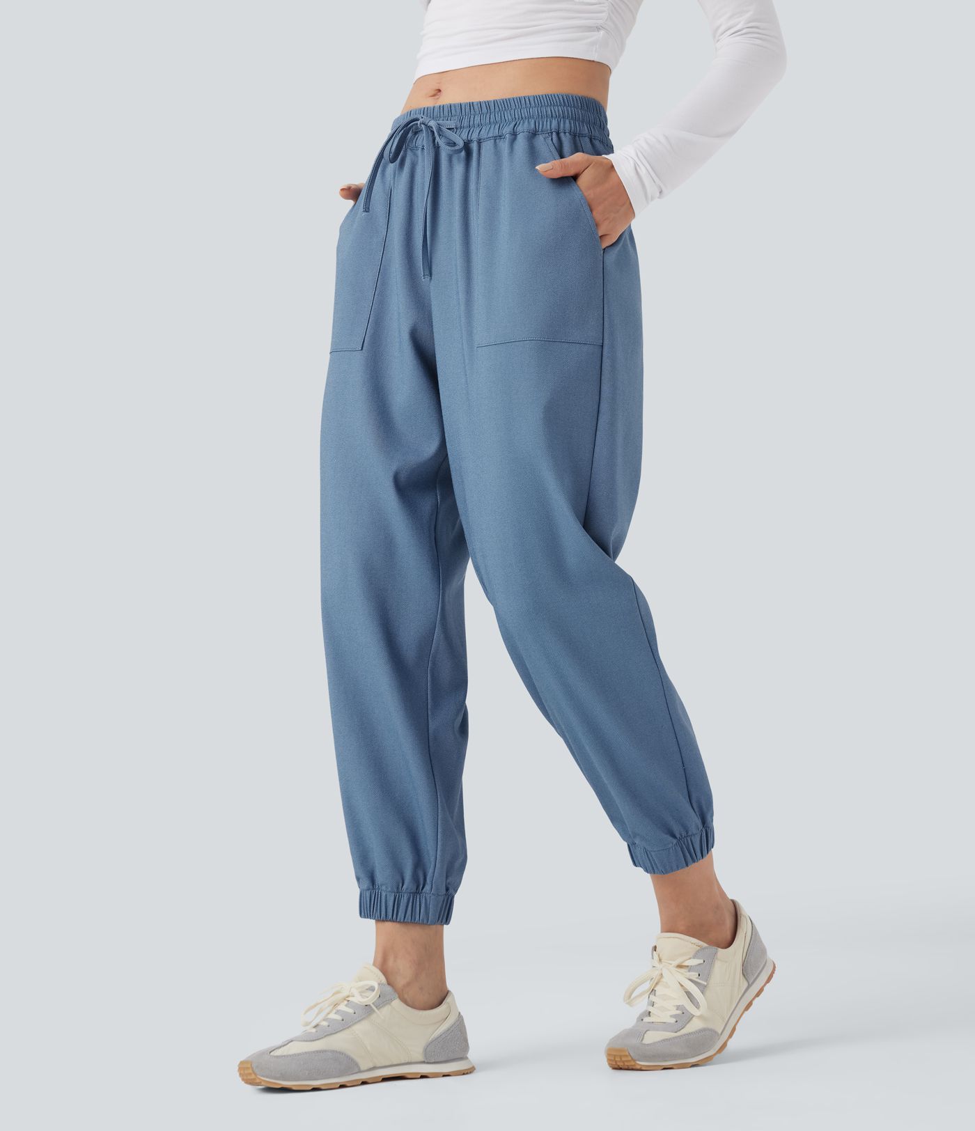 Mid Rise Drawstring Casual Joggers with Pockets