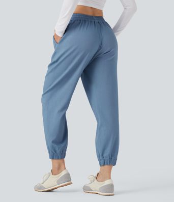 Mid Rise Drawstring Casual Joggers with Pockets