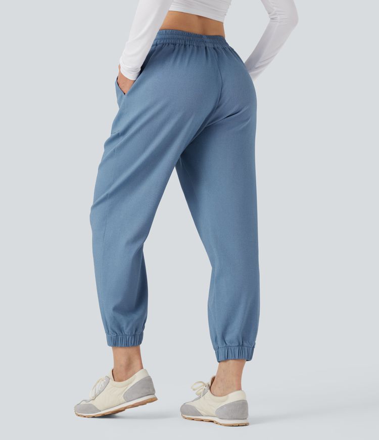 Mid Rise Drawstring Casual Joggers with Pockets