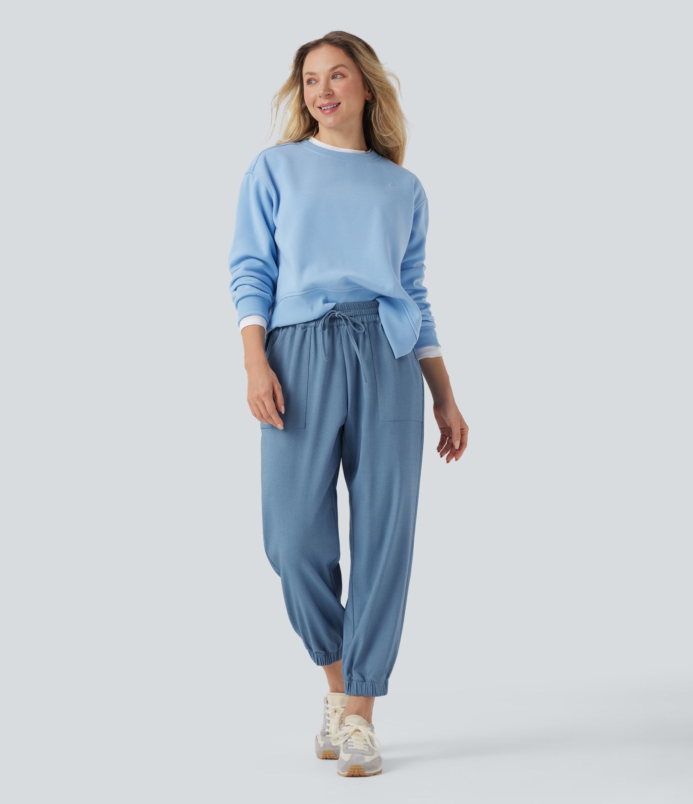 Mid Rise Drawstring Casual Joggers with Pockets