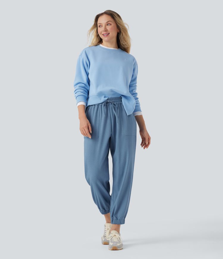 Mid Rise Drawstring Casual Joggers with Pockets