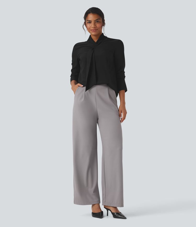 Wrinkle-resistant Scarf Neck Long Sleeve Work Shirt