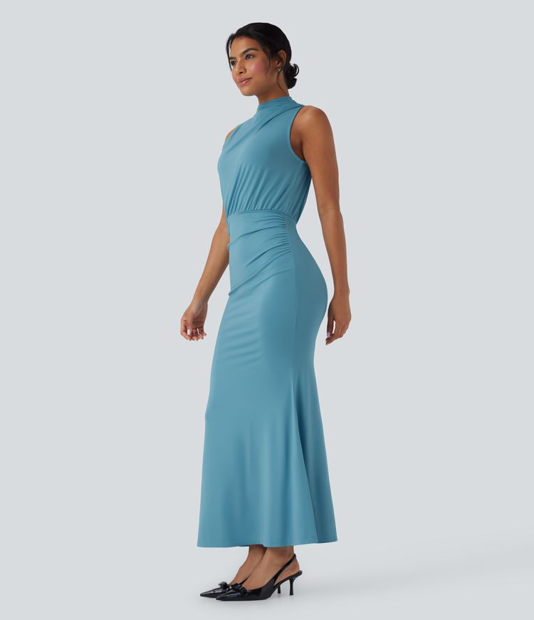 Sleeveless Keyhole Back Tulip Hem Maxi Dress