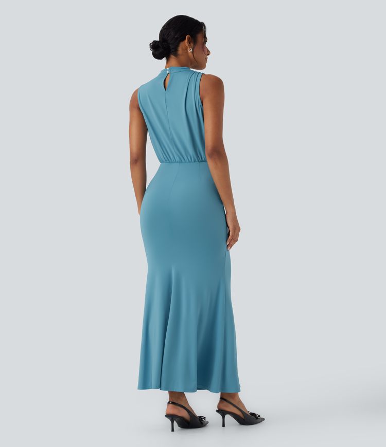 Sleeveless Keyhole Back Tulip Hem Maxi Dress