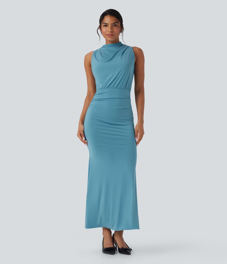 Sleeveless Keyhole Back Tulip Hem Maxi Dress