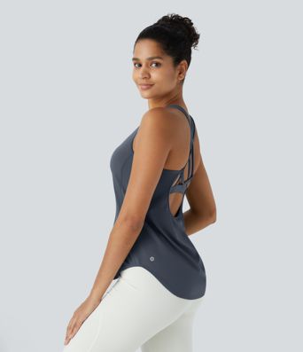 Halara UltraSculpt™ Round Neck Curved Hem Workout Tank Top