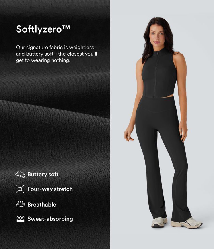 Softlyzero™ QuickDry SoCinched High Waisted Tummy Control Side Pocket Yoga Flare Leggings