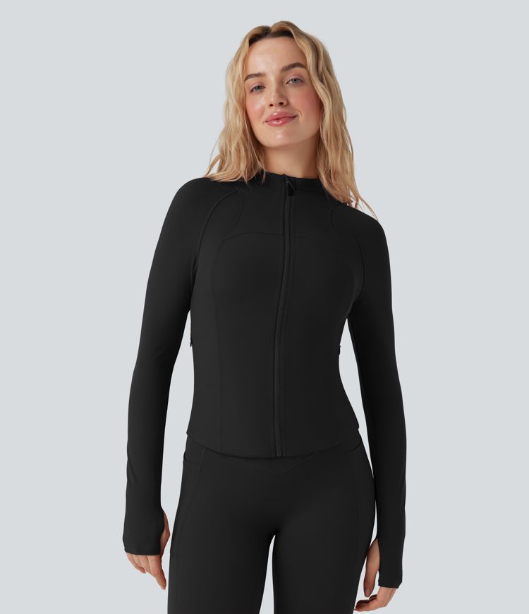Halara UltraSculpt™ Stand Collar Long Sleeve Thumb Hole Yoga Curvy Jacket with Pockets