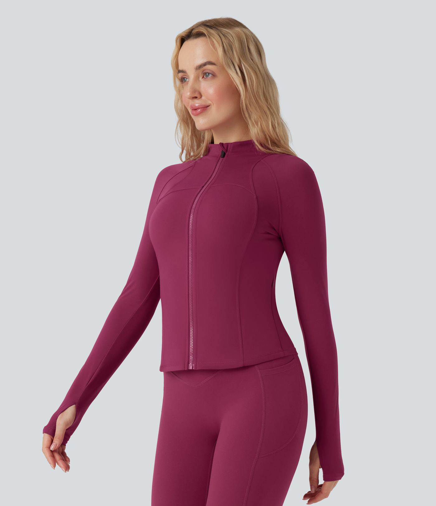 Halara UltraSculpt™ Stand Collar Long Sleeve Thumb Hole Yoga Curvy Jacket with Pockets