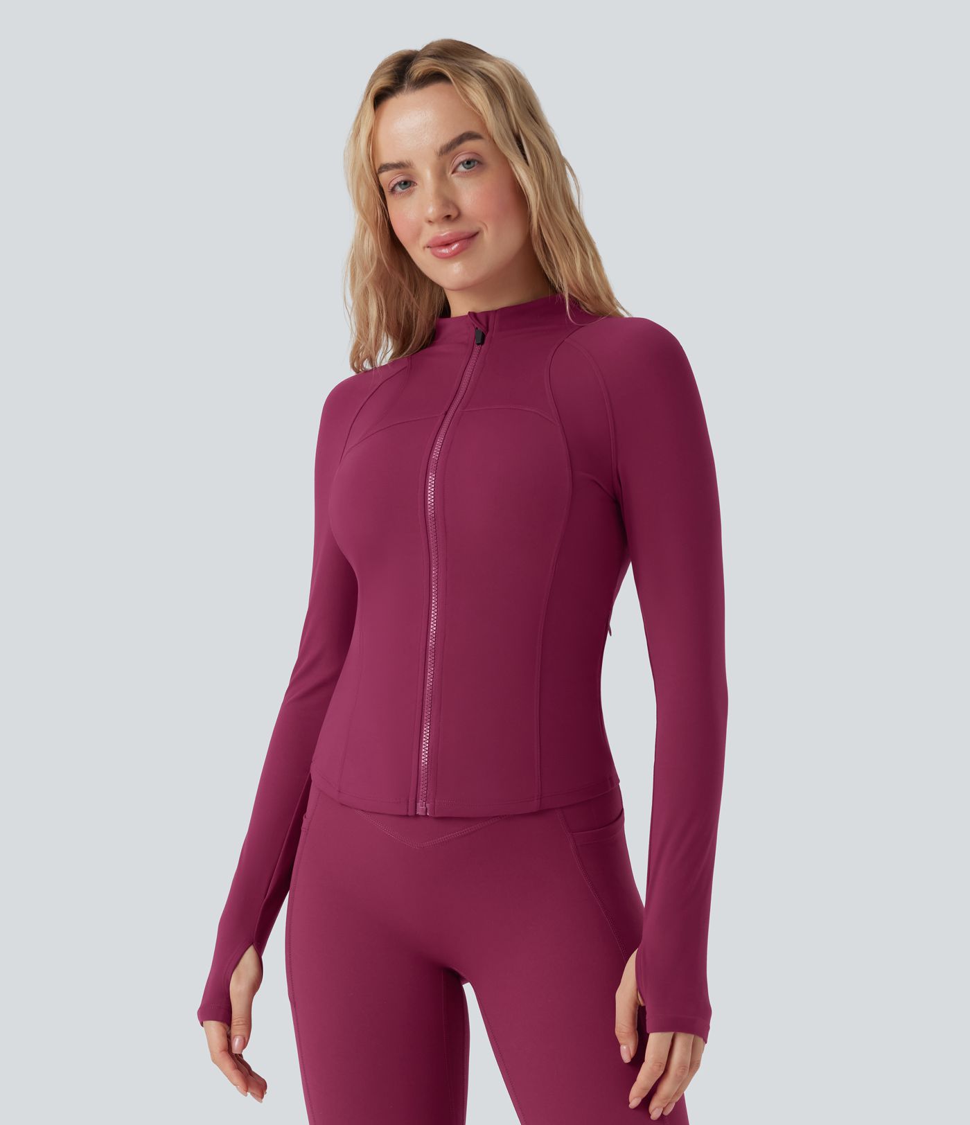 Halara UltraSculpt™ Stand Collar Long Sleeve Thumb Hole Yoga Curvy Jacket with Pockets