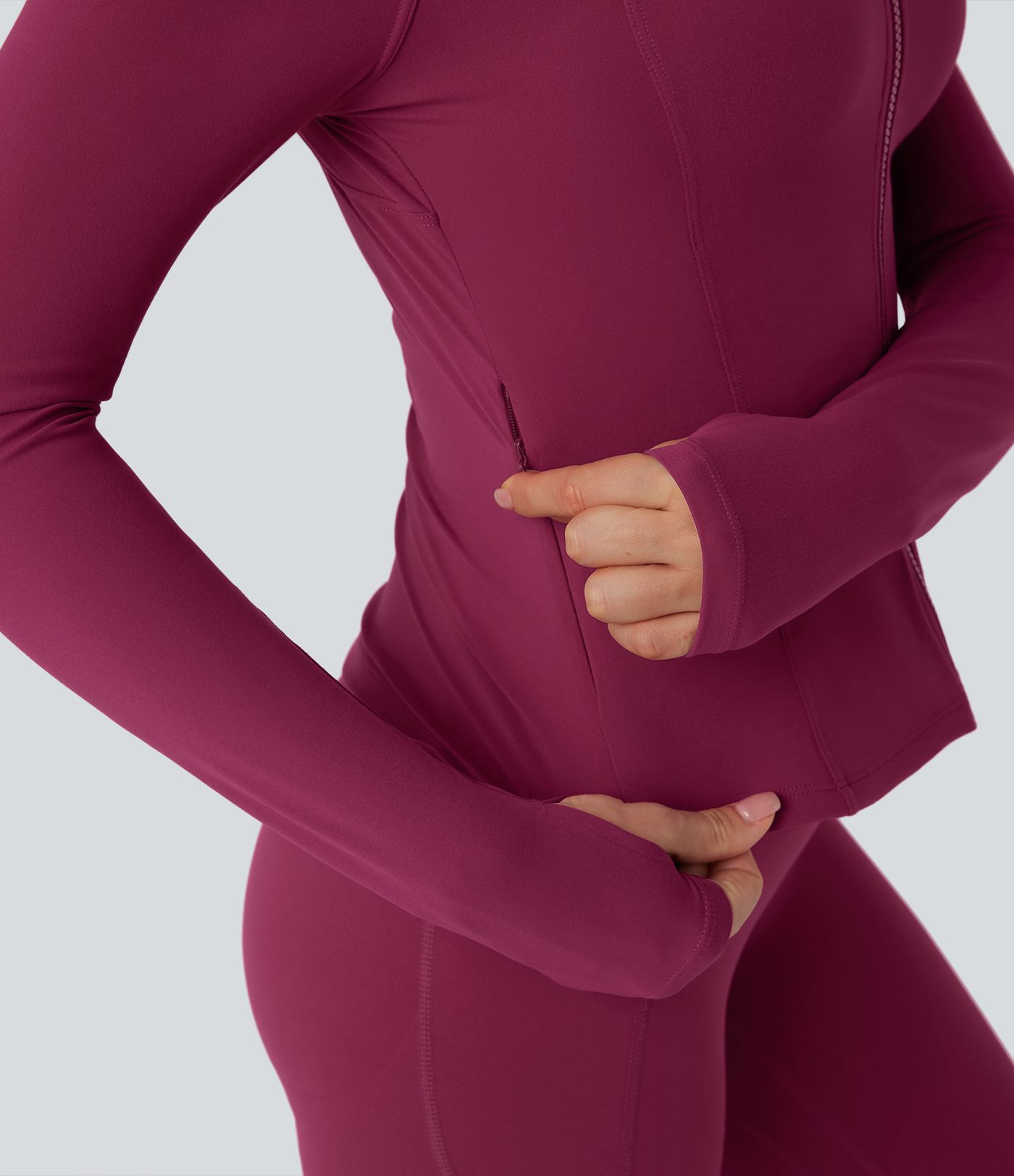 Halara UltraSculpt™ Stand Collar Long Sleeve Thumb Hole Yoga Curvy Jacket with Pockets