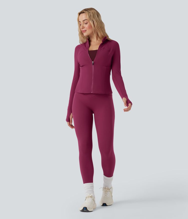 Halara UltraSculpt™ Stand Collar Long Sleeve Thumb Hole Yoga Jacket with Pockets