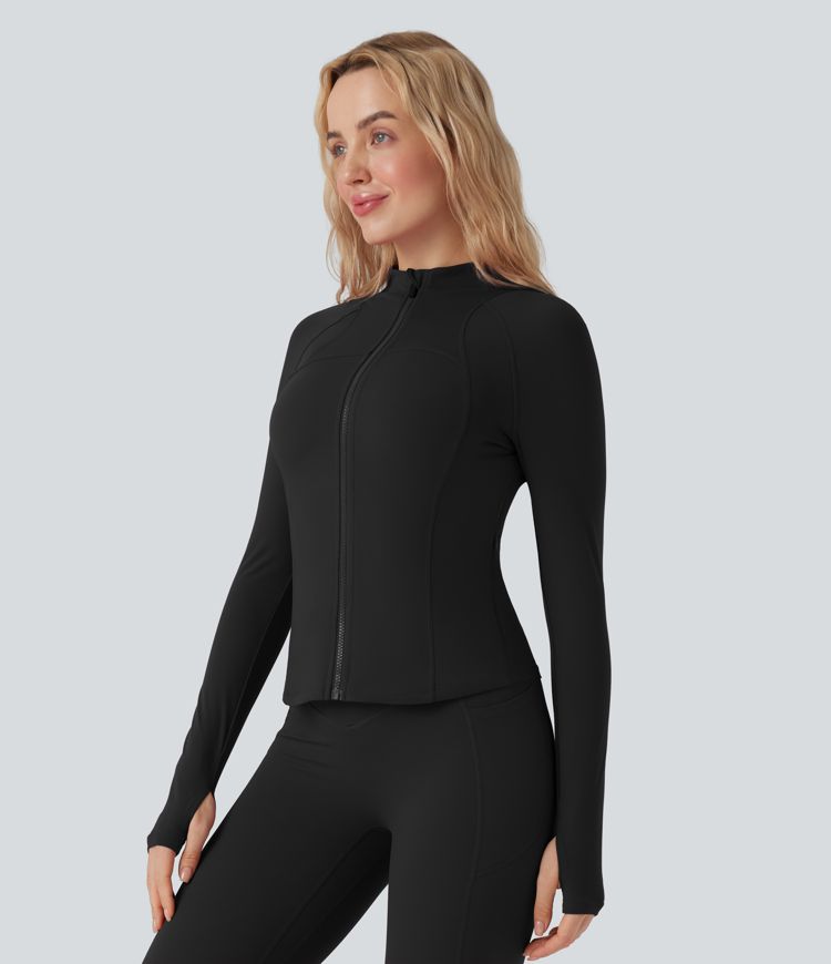 Halara UltraSculpt™ Stand Collar Long Sleeve Thumb Hole Yoga Curvy Jacket with Pockets