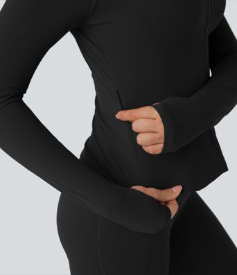 Halara UltraSculpt™ Stand Collar Long Sleeve Thumb Hole Yoga Curvy Jacket with Pockets