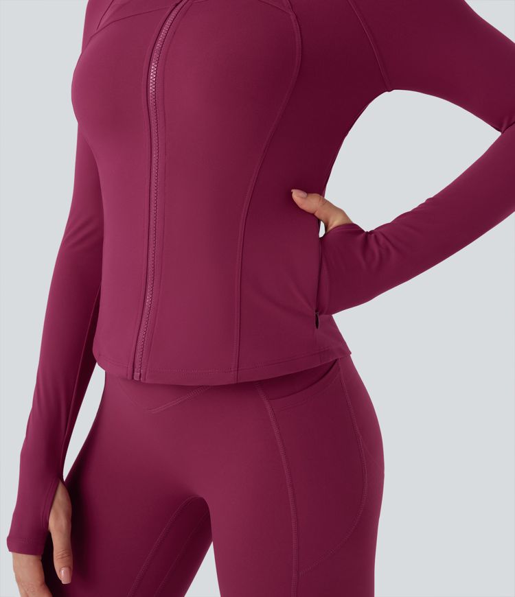 Halara UltraSculpt™ Stand Collar Long Sleeve Thumb Hole Yoga Jacket with Pockets