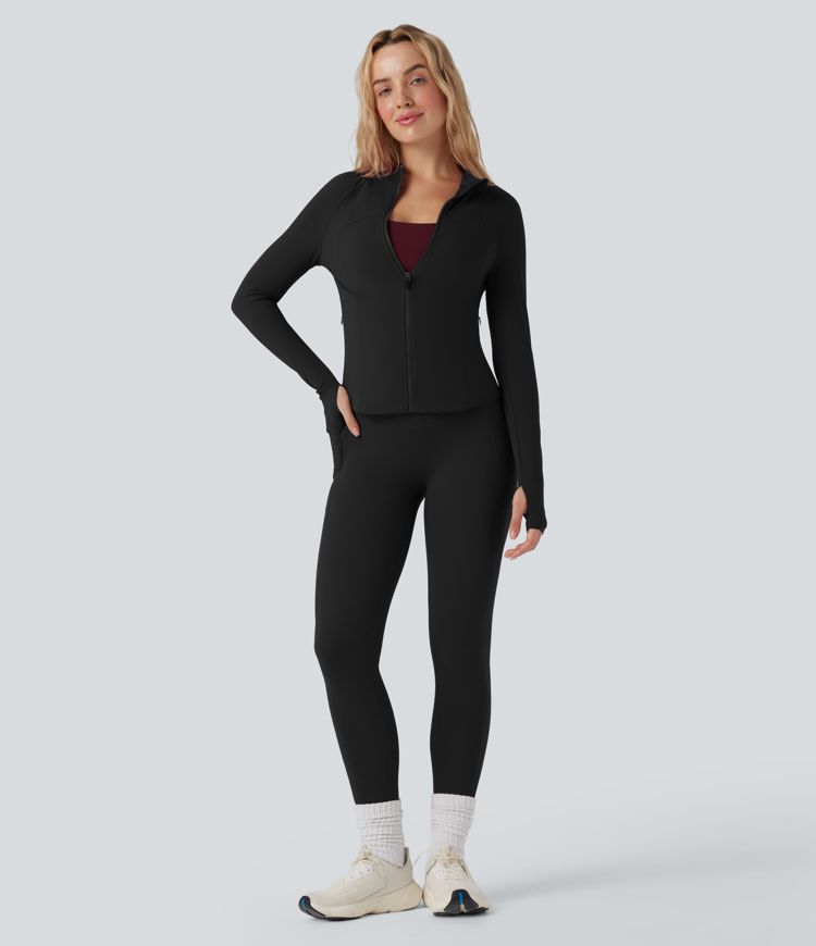 Halara UltraSculpt™ Stand Collar Long Sleeve Thumb Hole Yoga Curvy Jacket with Pockets