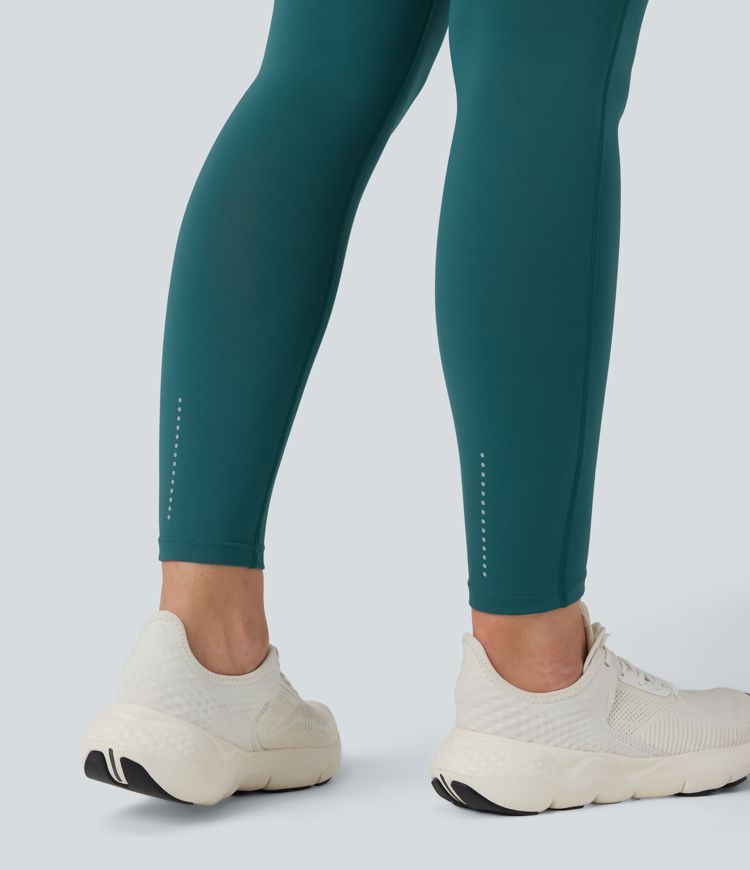 SpeedWave™ High Waisted Tummy Control Reflective Quick Dry Running Leggings with Pockets