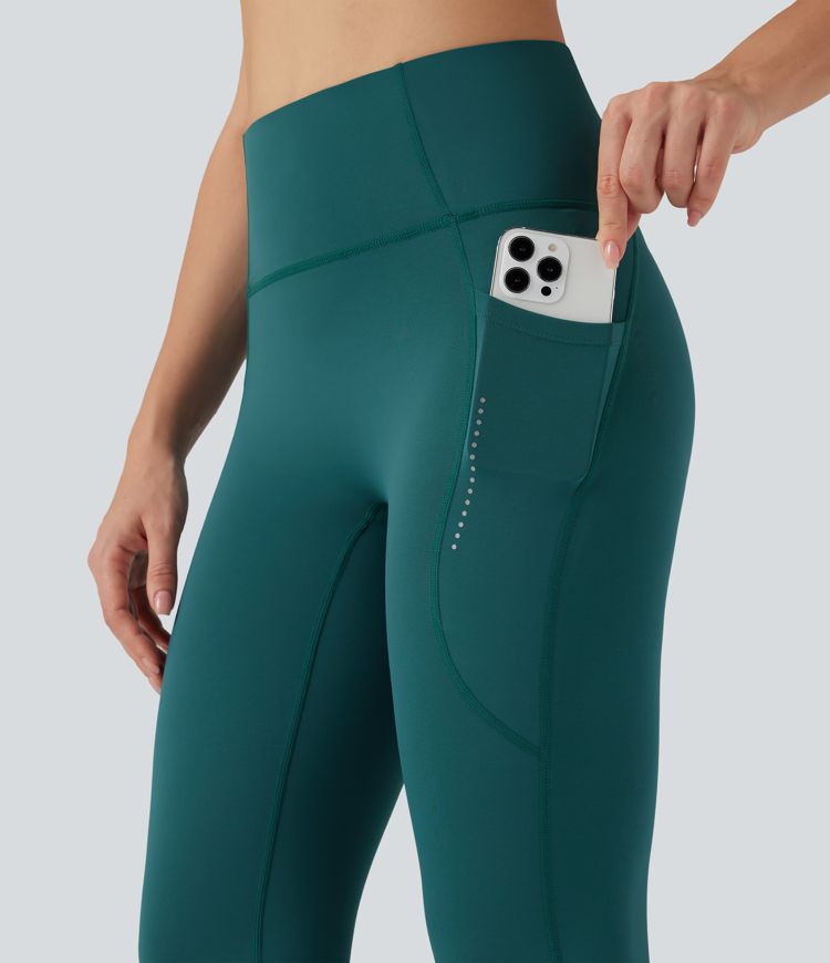 SpeedWave™ High Waisted Tummy Control Reflective Quick Dry Running Leggings with Pockets