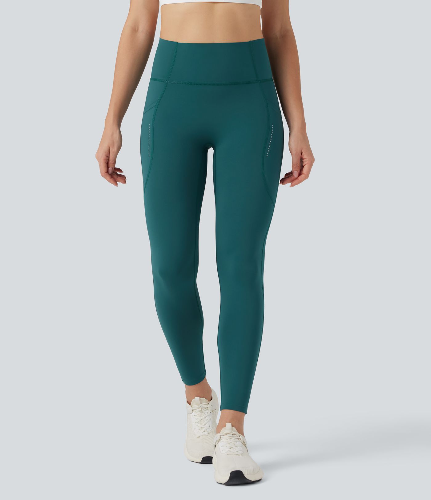 SpeedWave™ High Waisted Tummy Control Reflective Quick Dry Running Leggings with Pockets