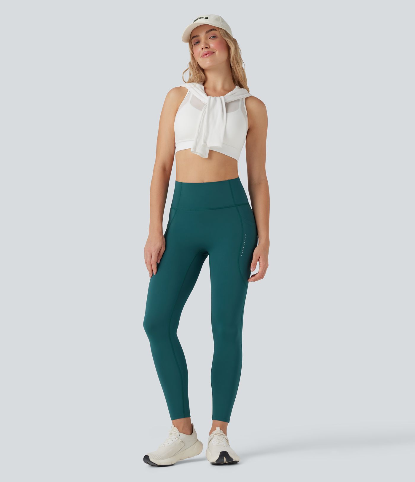 SpeedWave™ High Waisted Tummy Control Reflective Quick Dry Running Leggings with Pockets