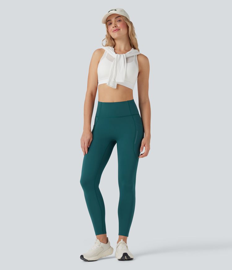 SpeedWave™ High Waisted Tummy Control Reflective Quick Dry Running Leggings with Pockets