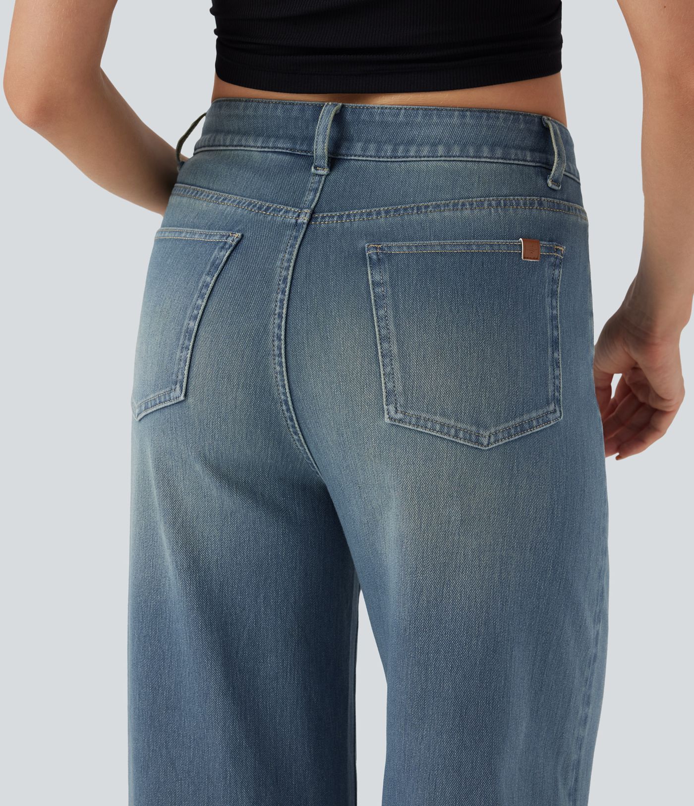 Halara Flex™ Jean Larges Taille Haute Ourlet Roulotté Multiples Poches