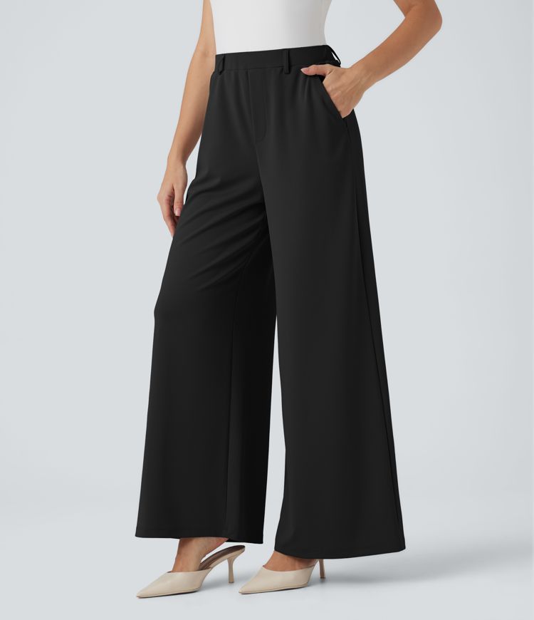 Halara Flex™ High Waisted Palazzo Wide Leg Crepe Work Pants with Pockets