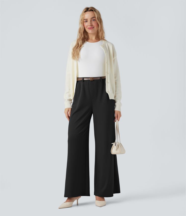 Halara Flex™ High Waisted Palazzo Wide Leg Crepe Work Pants with Pockets