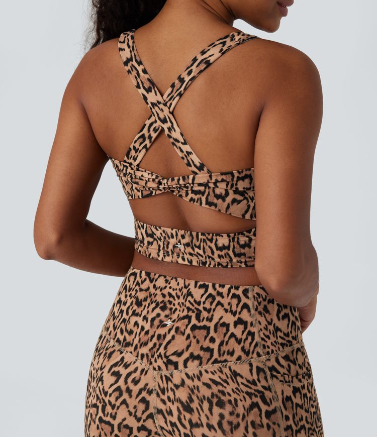 Halara UltraSculpt™ Leopard Print U Neck Cropped Yoga Tank Top