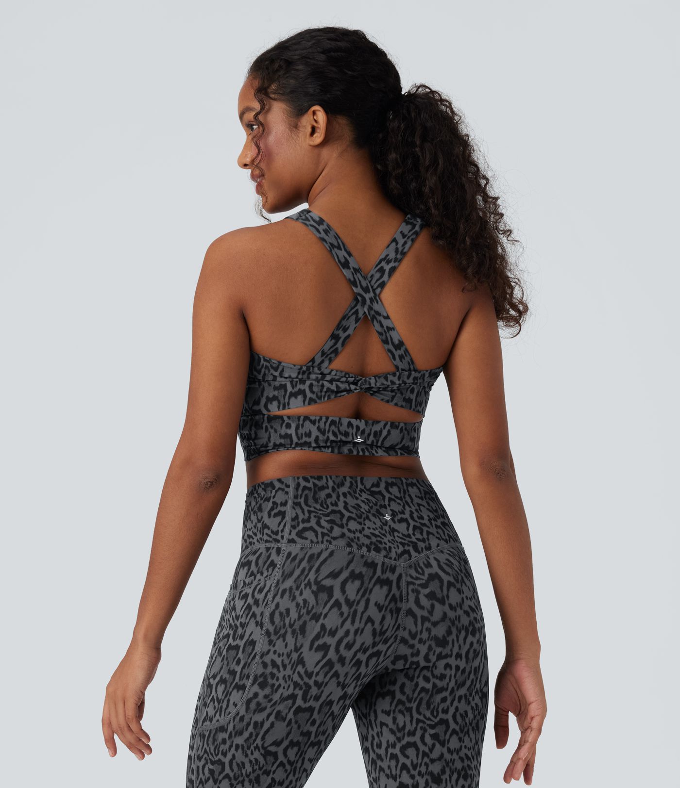 Halara UltraSculpt™ Leopard Print U Neck Cropped Yoga Tank Top