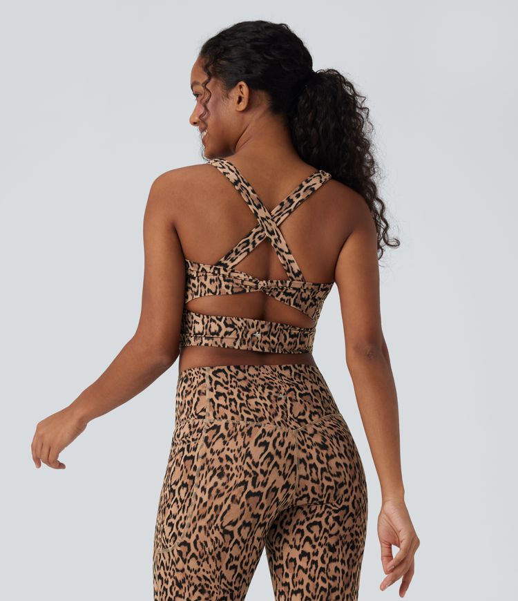 Halara UltraSculpt™ Leopard Print U Neck Cropped Yoga Tank Top