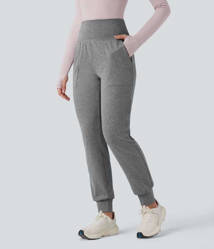 High Waisted Tapered Yoga Joggers with Pockets