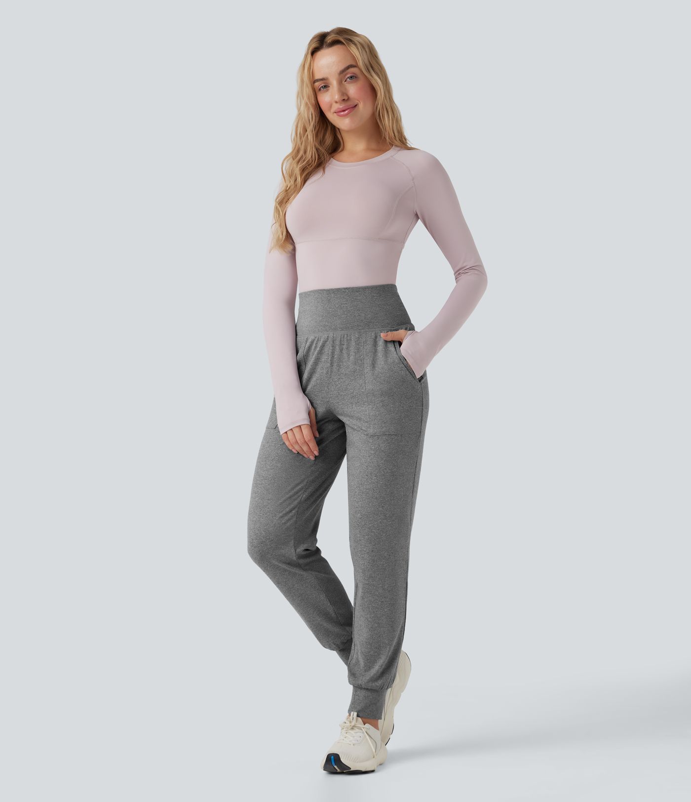 High Waisted Tapered Yoga Joggers with Pockets