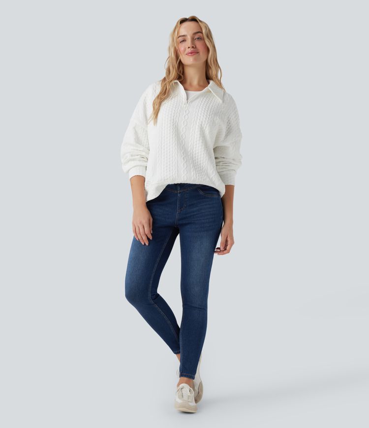 Legging skinny 7/8 en denim Halara Flex™ taille haute gainant avec poches