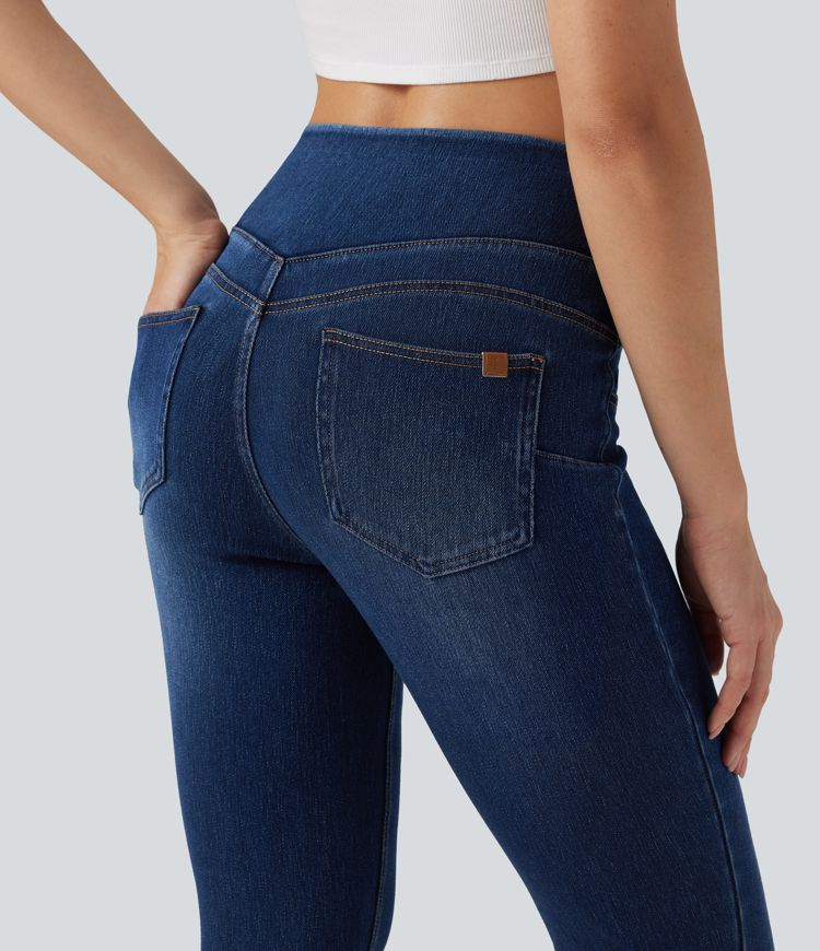 Legging skinny 7/8 en denim Halara Flex™ taille haute gainant avec poches