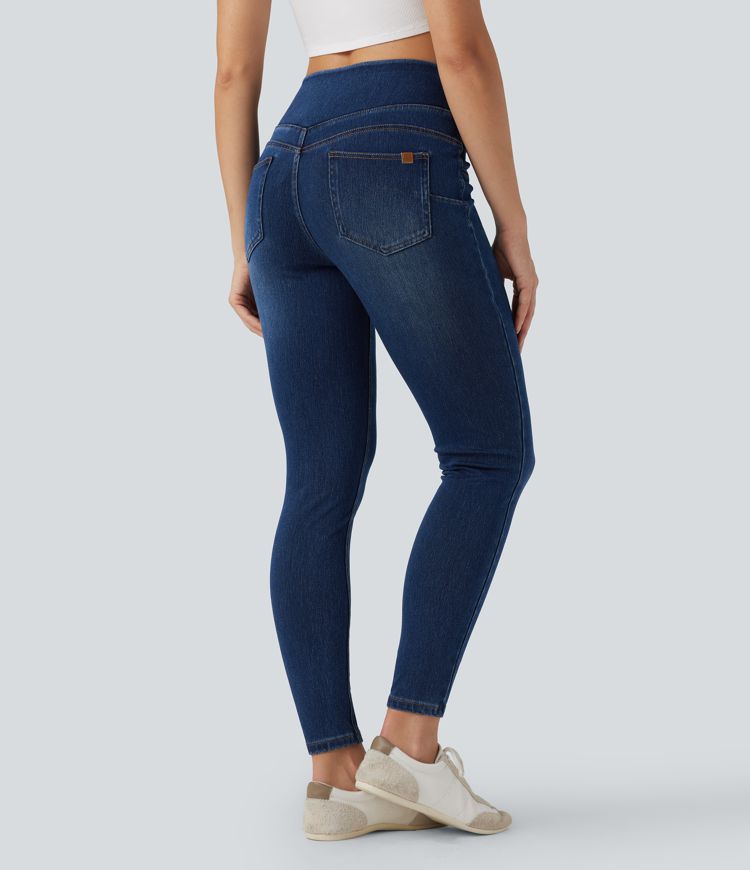 Legging skinny 7/8 en denim Halara Flex™ taille haute gainant avec poches