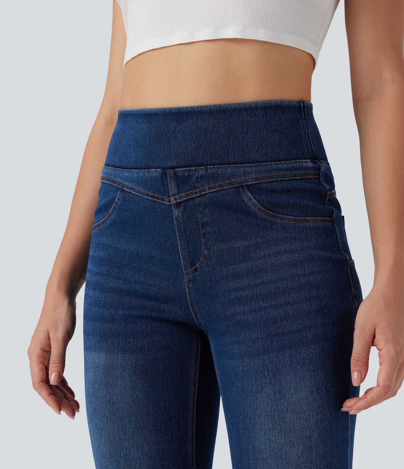 Halara Flex™ High Waisted Tummy Control Denim Casual Skinny 7/8 Leggings with Pockets