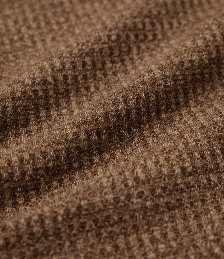 Long Sleeve Curved Hem Knit Waffle Casual Jacket with Pockets