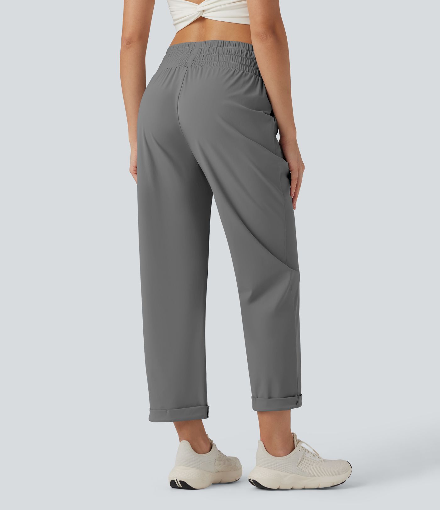 Pantalon de yoga taille haute, coupe fuselée, avec poches