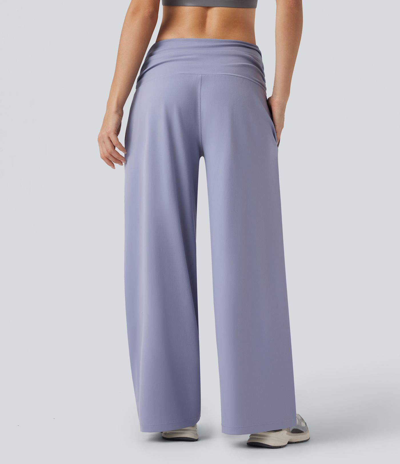 DayStretch Low Rise Tummy Control Ruched Wide Leg Dance Pants with Pockets