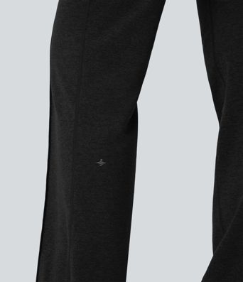 Mittelhoch geschnittene Kordelzug-Workout-Hose mit geradem Bein und Taschen