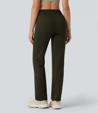 Pantalones de entrenamiento rectos con cordón a la altura media y bolsillos