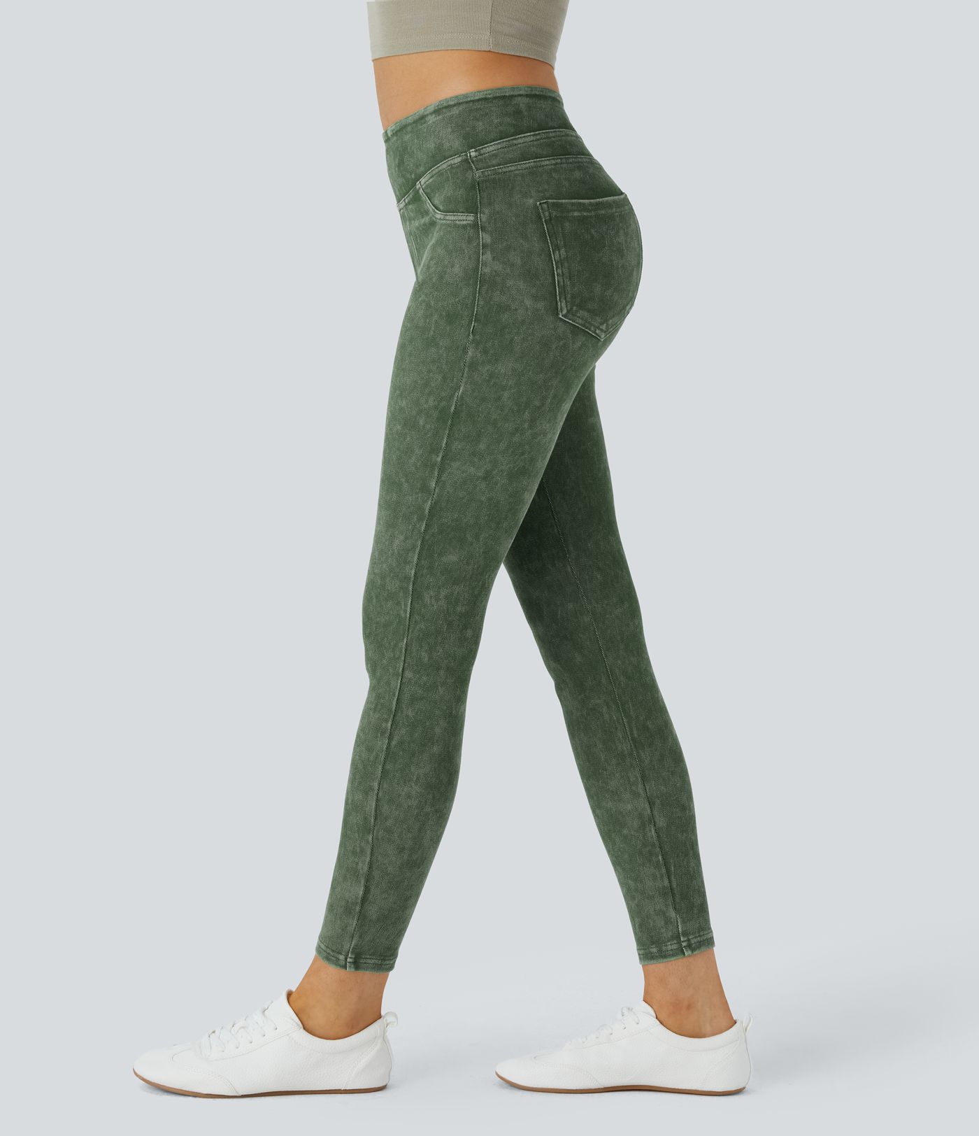 Halara Flex™ Casual Denim Leggings Taille Haute avec Poches Colorés