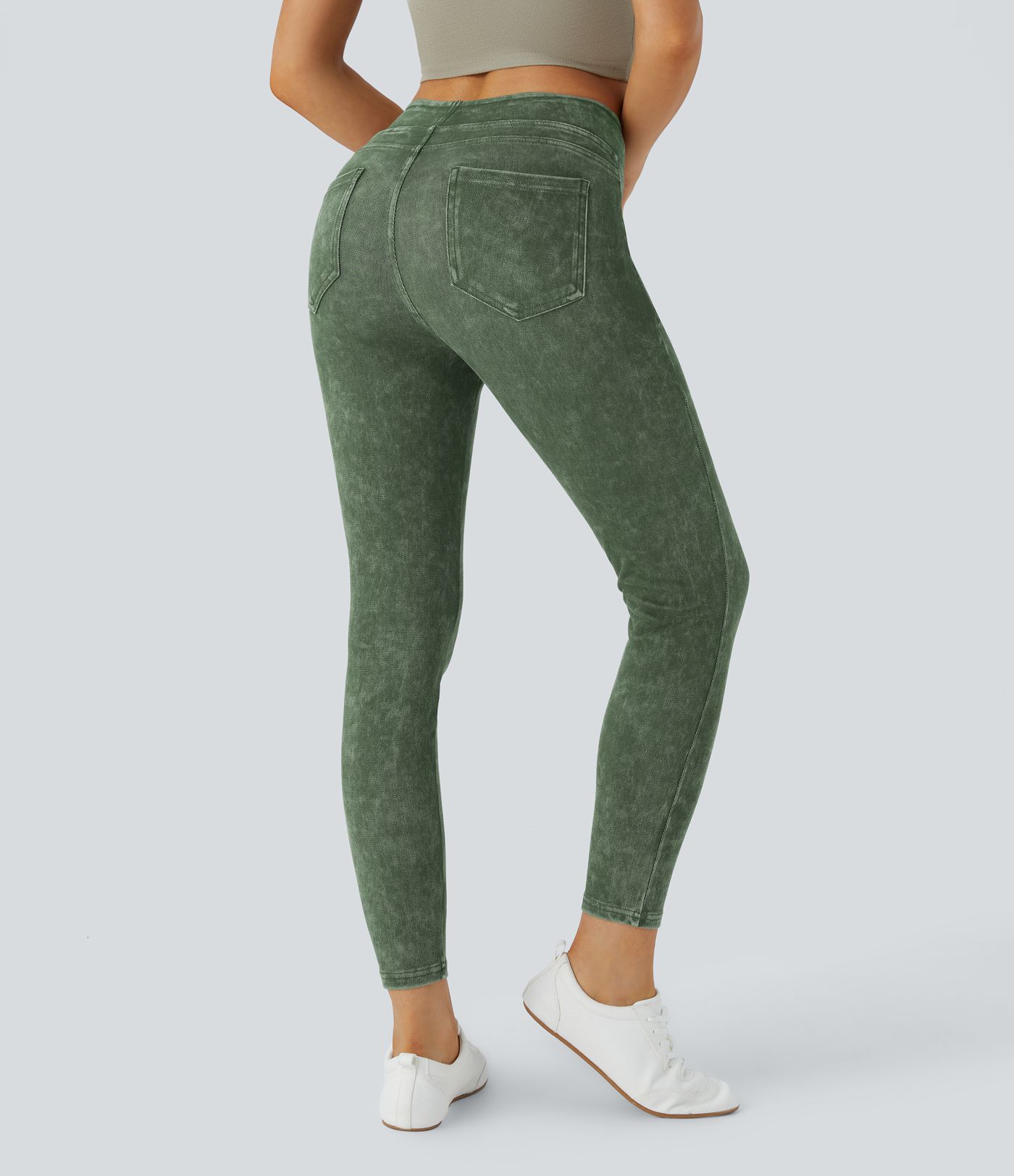 Halara Flex™ Casual Denim Leggings Taille Haute avec Poches Colorés
